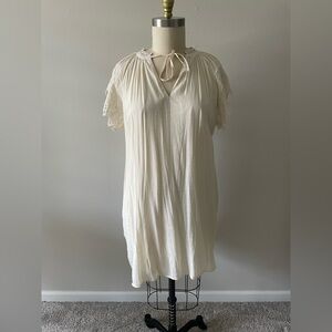 Who What Wear Beige Textured Shift Dress